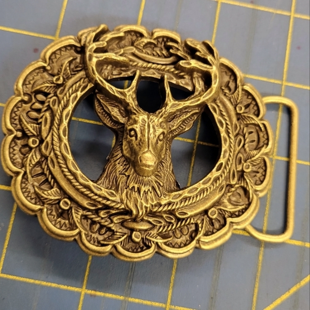 Deer Head Western Buckle Unisex Brand New Pewter